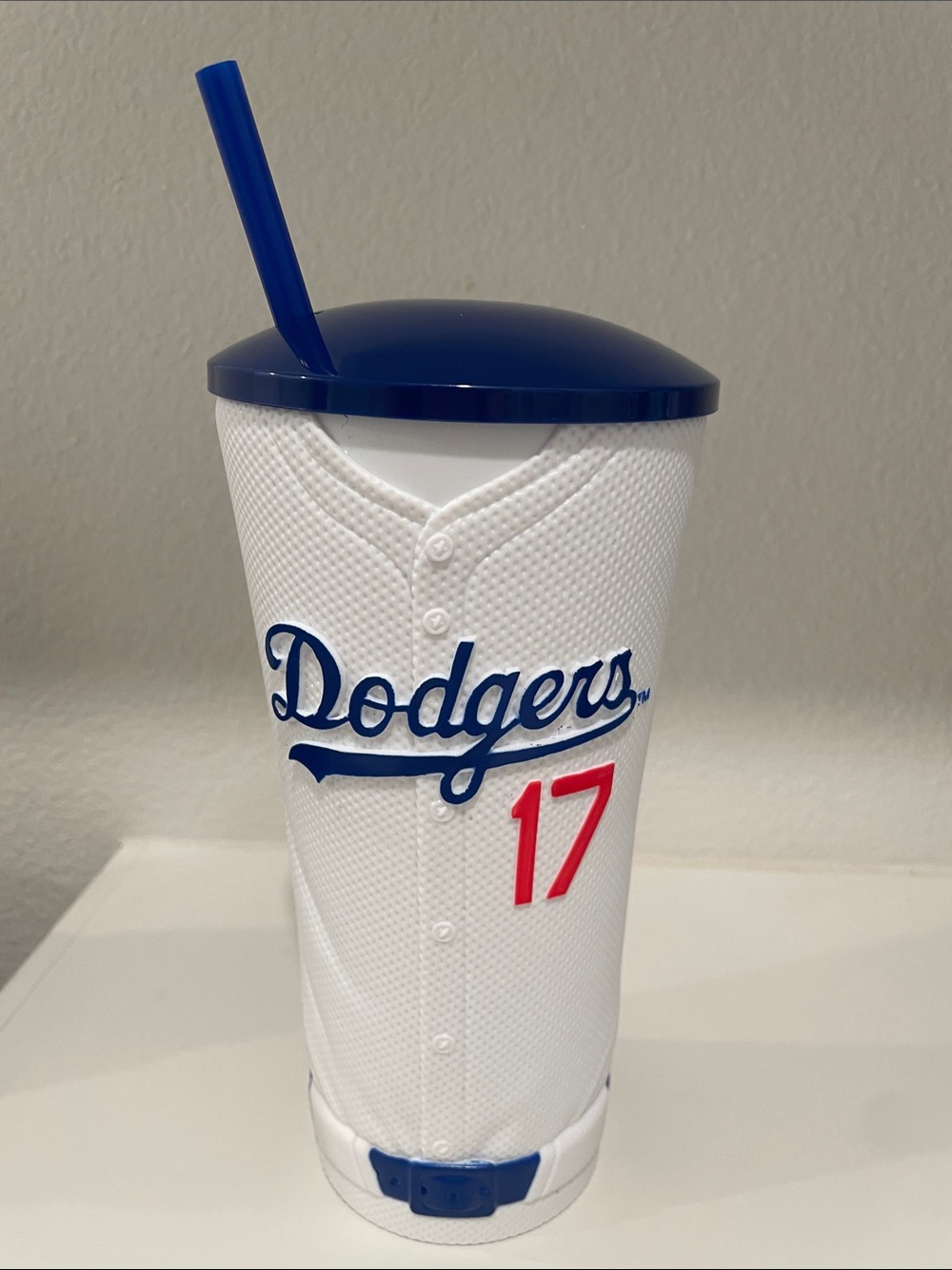 Dodgers White & Blue Team Tumbler with Straw